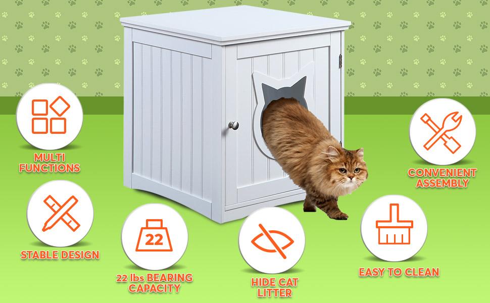 Cat House Side Table with Litter Box Enclosure