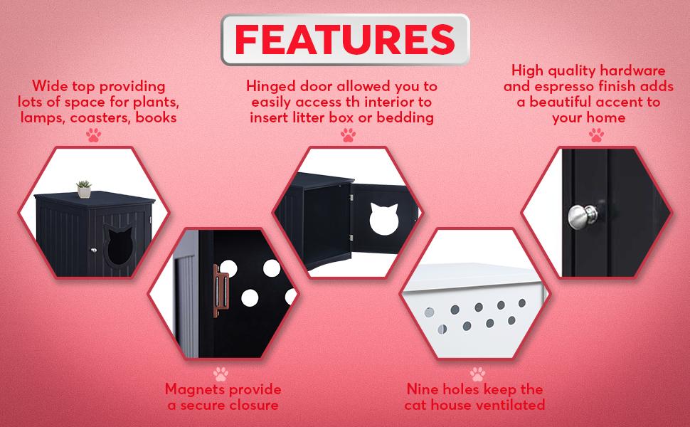 Cat House Side Table with Litter Box Enclosure