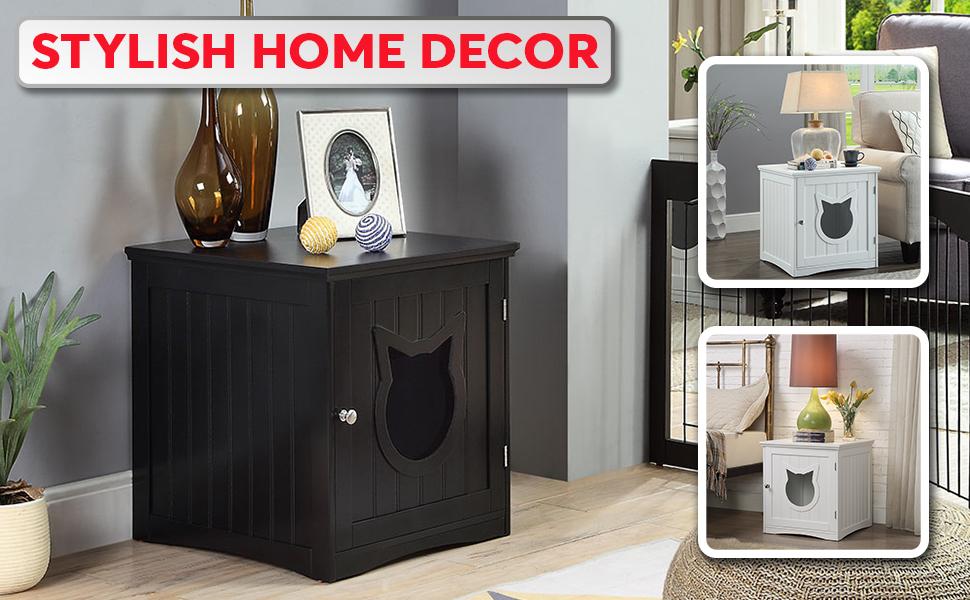 Cat House Side Table with Litter Box Enclosure