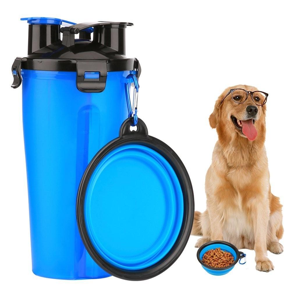 2-in-1 Dog Drinking Water Bottle with Bowls